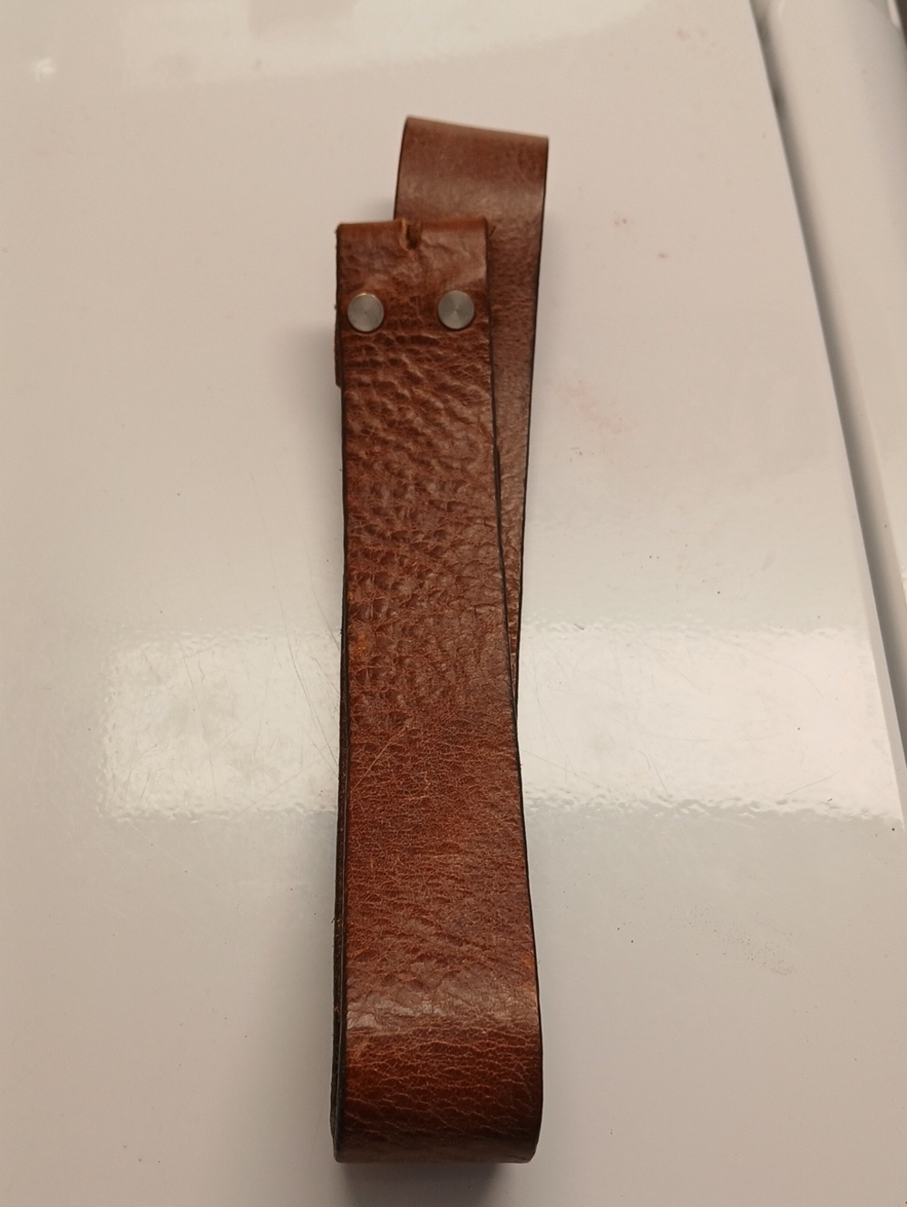 Express Leather Belt Loop in Chestnut Brown with Metal Studs